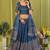blue rayon printed navratri special lehenga choli