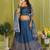 blue rayon printed navratri special lehenga choli
