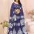 blue rayon printed navratri special lehenga choli
