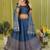 blue rayon printed navratri special lehenga choli