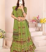 olive rayon printed navratri special lehenga choli