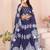 blue rayon printed navratri special lehenga choli