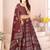 maroon rayon printed navratri special lehenga choli