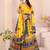 yellow rayon printed navratri special lehenga choli