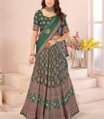 green rayon printed navratri special lehenga choli