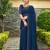 Teal embroidered georgette saree with blouse