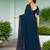 Teal embroidered georgette saree with blouse