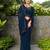Teal embroidered georgette saree with blouse
