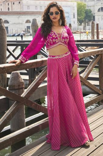 READYMADE PURE VISCOS JACQUARD SILK WITH HAND EMBLISSIED WORK PALAZZO SET