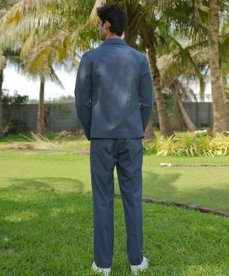 Denim blue 4-way stretch plain jacket 4