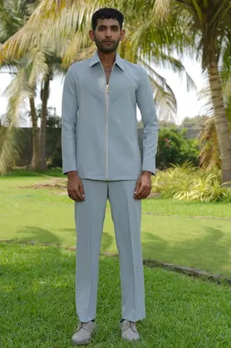 Light blue 4-way stretch plain jacket