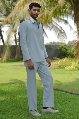 Light blue 4-way stretch plain jacket