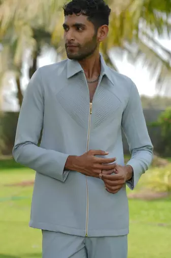 Light blue 4-way stretch plain jacket