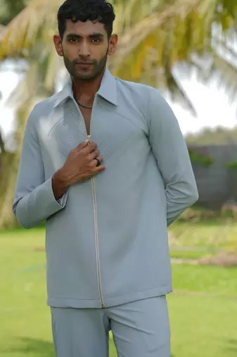 Light blue 4-way stretch plain jacket