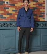 Black 4-way stretch plain shacket