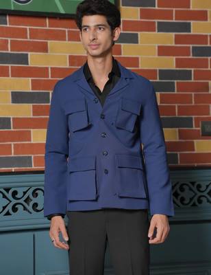 Black 4-way stretch plain shacket 5