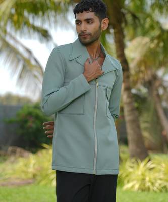 Olive 4-way stretch plain jacket 4