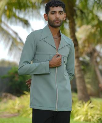 Olive 4-way stretch plain jacket 5