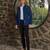 Teal blue 4-way stretch embroidered jacket