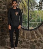 Black 4-way stretch plain jacket