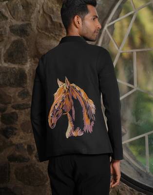 Black 4-way stretch plain jacket 5