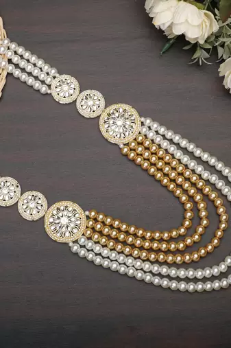 Premium Beaded Groom Mala with Elegant Brooch