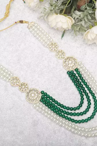 Royal Multi-Layered Groom Sherwani Mala with Decorative Brooch