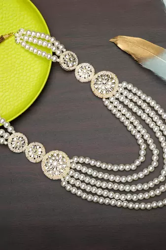 Traditional Groom Sherwani Mala Set with Brooch