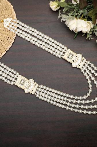 Premium Beaded Groom Mala with Elegant Brooch
