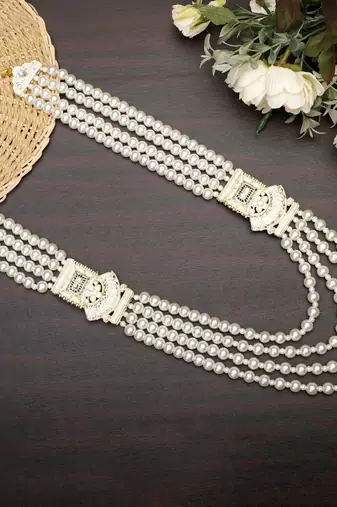 Premium Beaded Groom Mala with Elegant Brooch