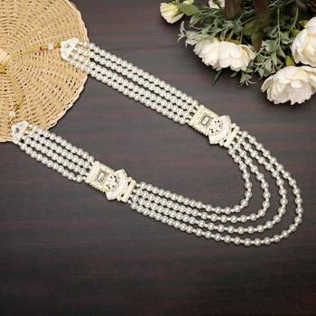 Premium Beaded Groom Mala with Elegant Brooch 5