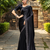 Black rangoli silk blend swarovski detailing saree with unstitched blouse