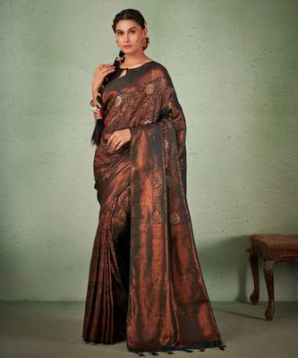 Dark Green Kanjeevaram Design Art Silk Saree  1