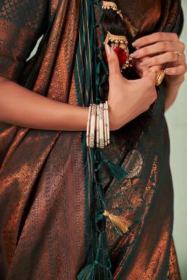 Dark Green Kanjeevaram Design Art Silk Saree  2