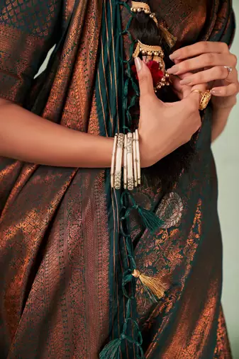 Dark Green Kanjeevaram Design Art Silk Saree 