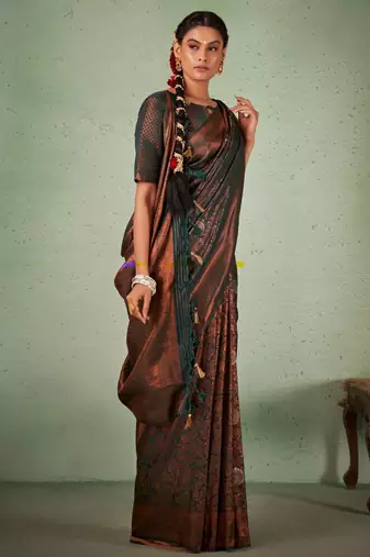Dark Green Kanjeevaram Design Art Silk Saree 