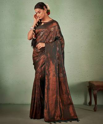 Dark Green Kanjeevaram Design Art Silk Saree  4