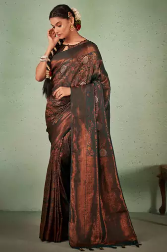 Dark Green Kanjeevaram Design Art Silk Saree 