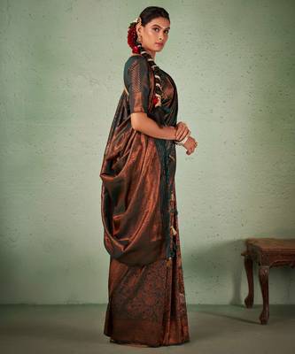 Dark Green Kanjeevaram Design Art Silk Saree  5