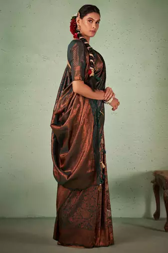 Dark Green Kanjeevaram Design Art Silk Saree 