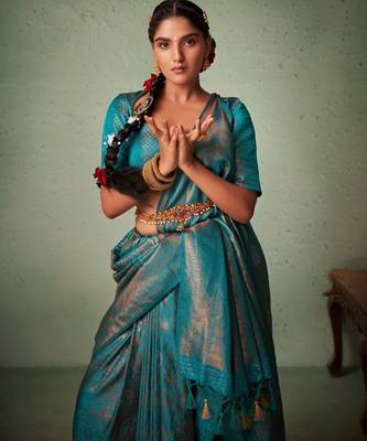 Blue Kanjeevaram Design Art Silk Saree  2