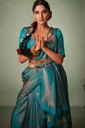 Blue Kanjeevaram Design Art Silk Saree 