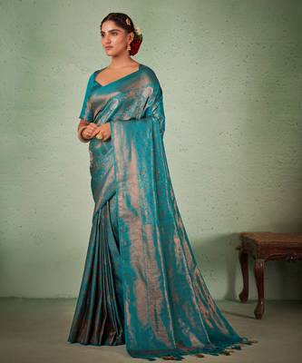 Blue Kanjeevaram Design Art Silk Saree  3