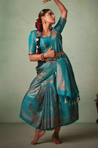 Blue Kanjeevaram Design Art Silk Saree 