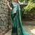 Green rangoli silk blend swarovski detailing saree with unstitched blouse