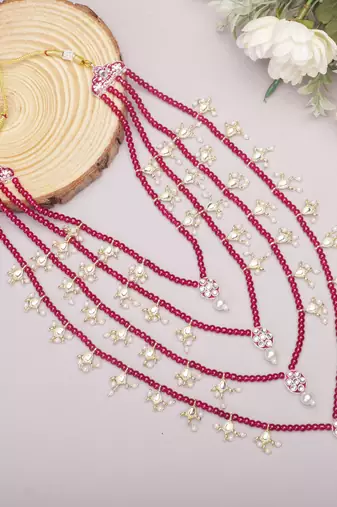 Men Kundan-Studded Pearl Groom Dulha Moti Mala Necklace With Designer Brooch