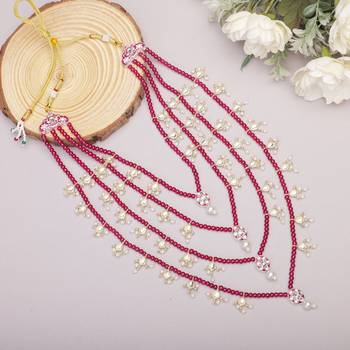 Men Kundan-Studded Pearl Groom Dulha Moti Mala Necklace With Designer Brooch 5