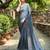 Grey rangoli silk blend swarovski detailing saree with unstitched blouse