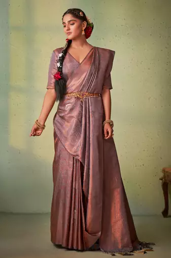 Gray Kanjeevaram Design Art Silk Saree 
