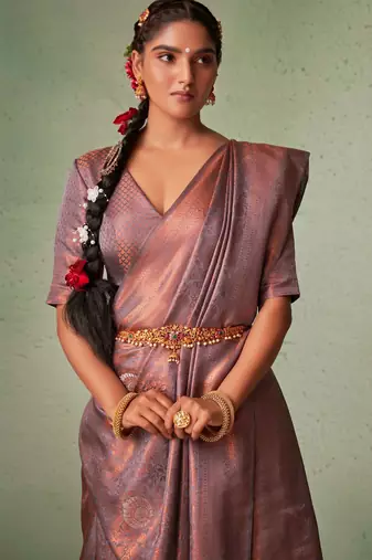 Gray Kanjeevaram Design Art Silk Saree 